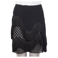 STELLA MCCARTNEY black rayon FRINGE MINI Skirt 40 S