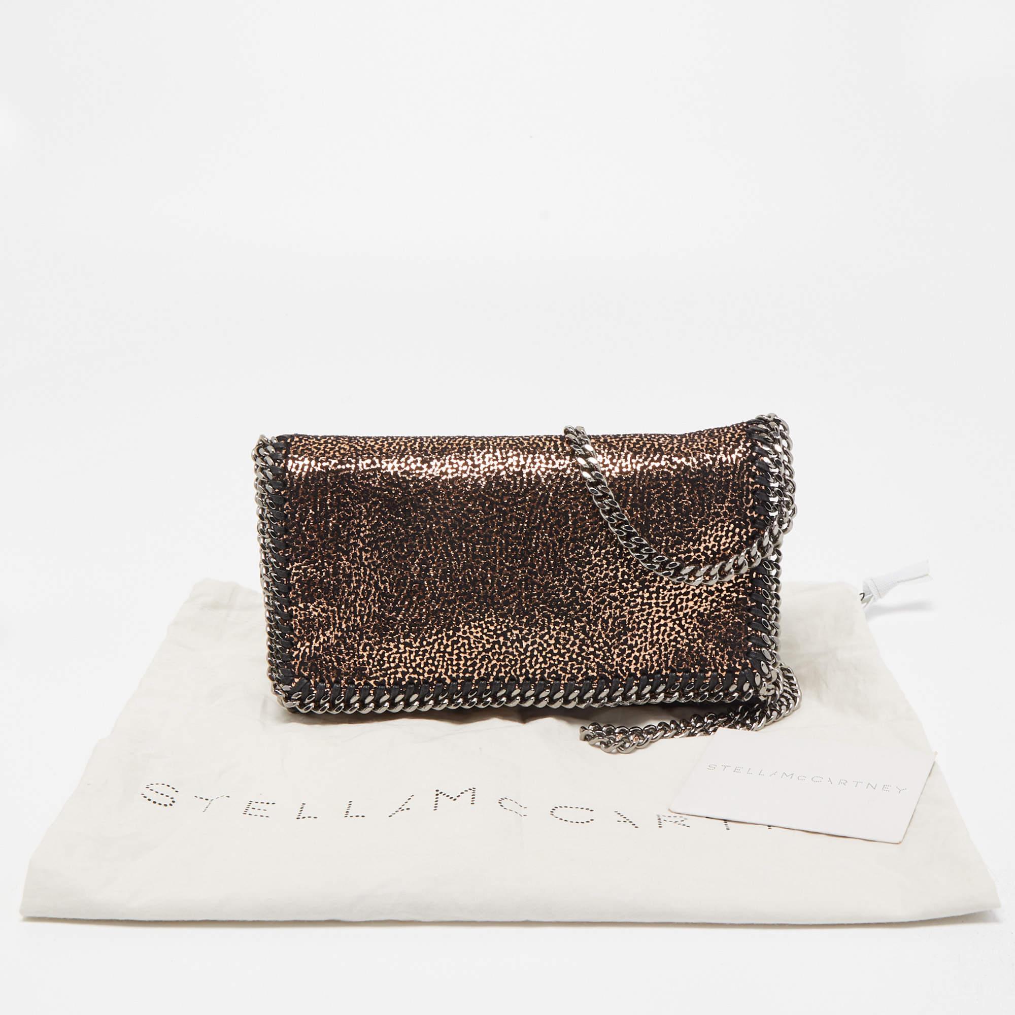 Stella McCartney Black/Rose Gold Faux Leather Falabella Flap Shoulder Bag 7