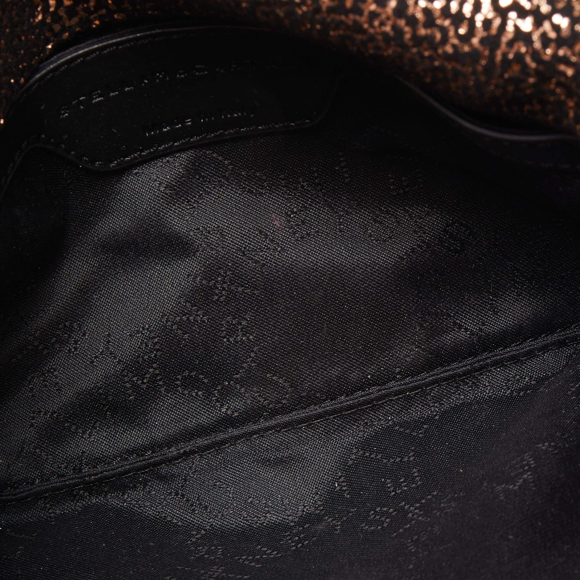 Stella McCartney Black/Rose Gold Faux Leather Falabella Flap Shoulder Bag 5