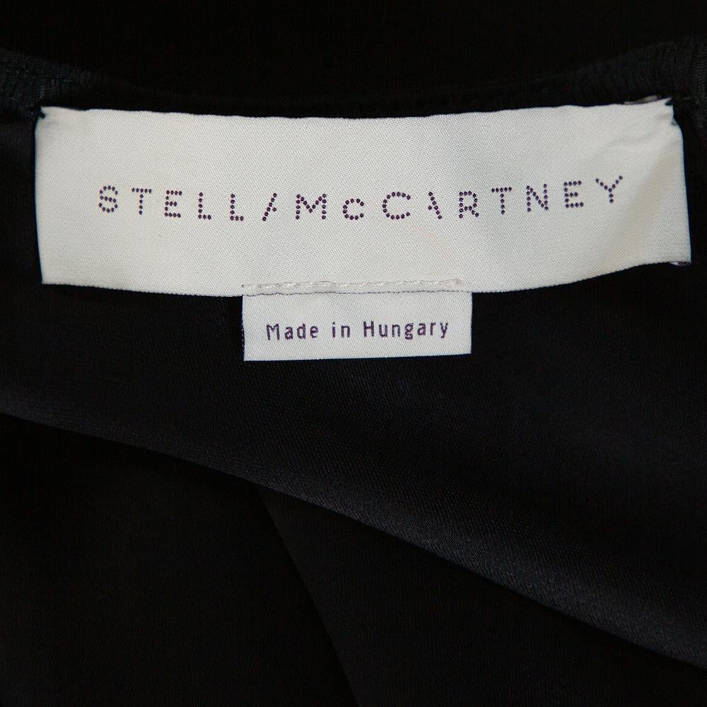 Stella McCartney Black Sateen Gathered Neck Faye Top XS In Excellent Condition For Sale In Dubai, Al Qouz 2