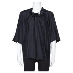 Stella McCartney Black Sateen Gathered Neck Faye Top XS
