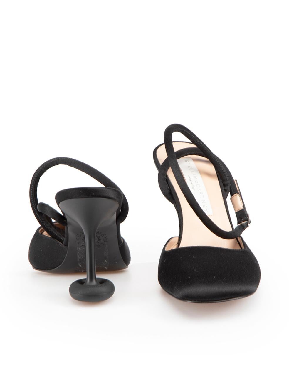 Stella McCartney Black Satin Shroom Heels Size IT 37 In Good Condition For Sale In London, GB