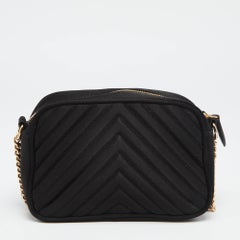 Stella McCartney Black Satin Stella Star Camera Crossbody Bag