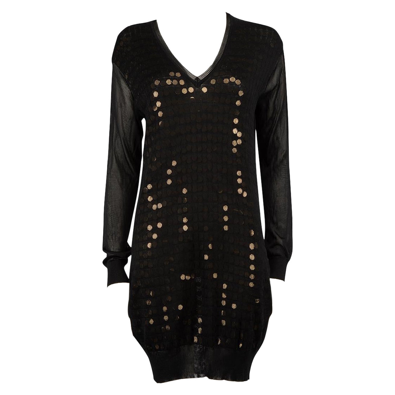 Stella McCartney Vestido de punto con lentejuelas negro Talla S