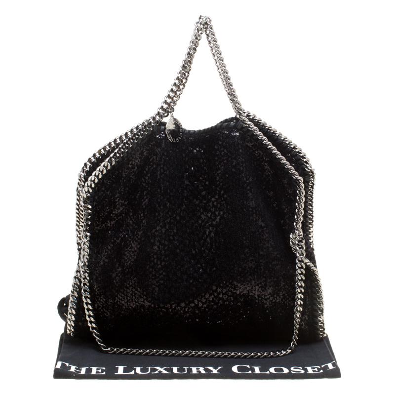 Stella McCartney Black Sequins and Velvet Small Falabella Tote 6