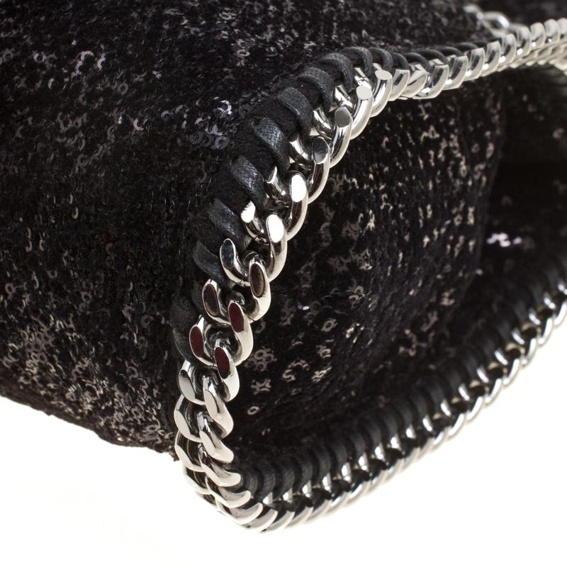 Stella McCartney Black Sequins and Velvet Small Falabella Tote 7