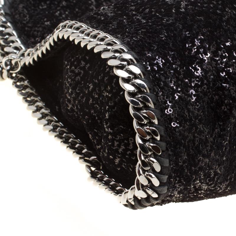 Stella McCartney Black Sequins and Velvet Small Falabella Tote 8