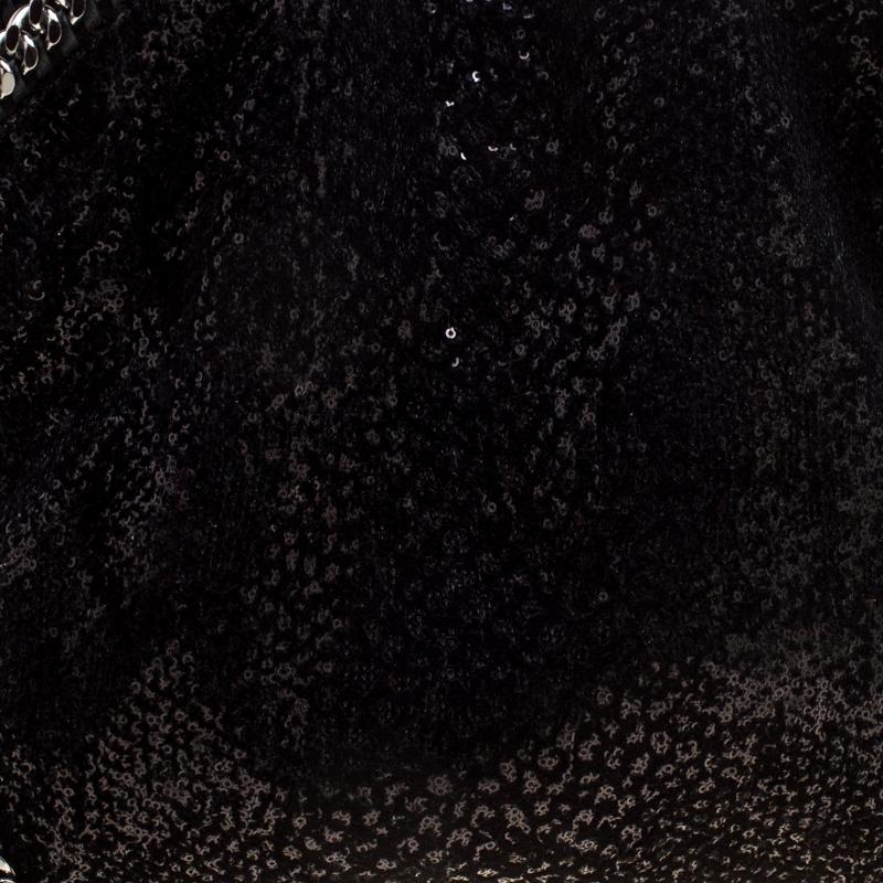 Stella McCartney Black Sequins and Velvet Small Falabella Tote 2