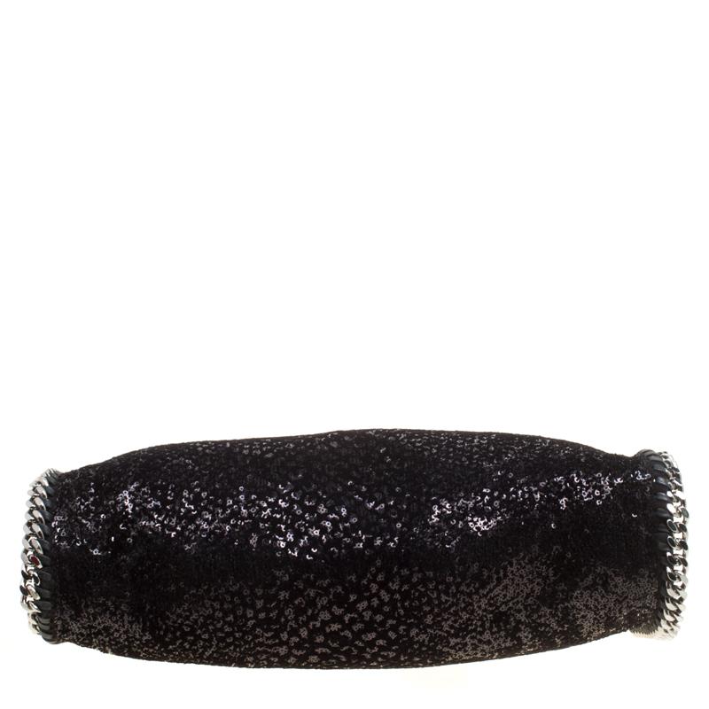 Stella McCartney Black Sequins and Velvet Small Falabella Tote 3