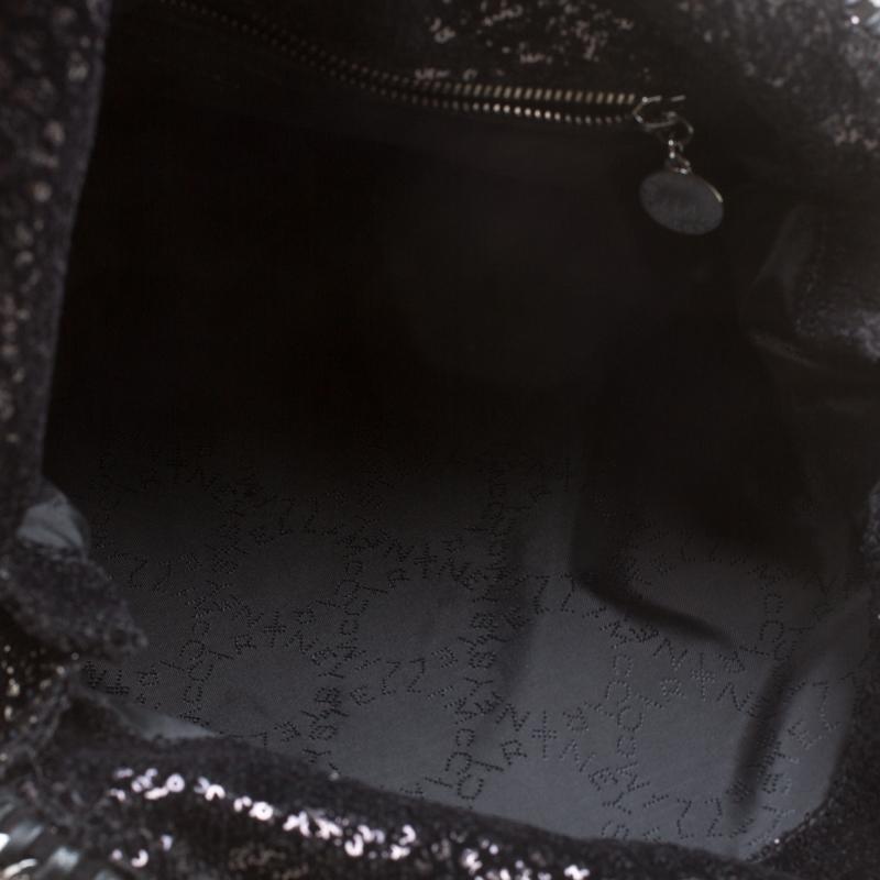 Stella McCartney Black Sequins and Velvet Small Falabella Tote 4