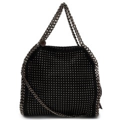 STELLA MCCARTNEY black Shaggy Deer STUDDED FALABELLA MINI TOTE Bag