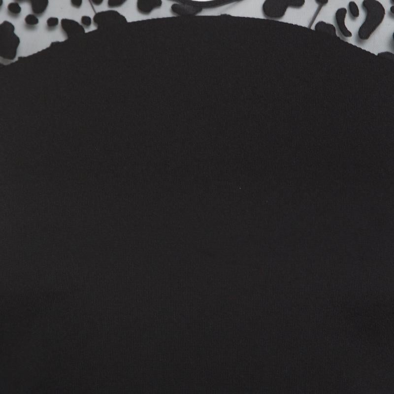 Stella McCartney Black Sheer Burnout Leopard Panel Detail Sleeveless Dress S 1