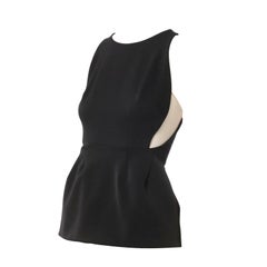 STELLA MCCARTNEY black sheer insert bust structured peplum top IT38 XS