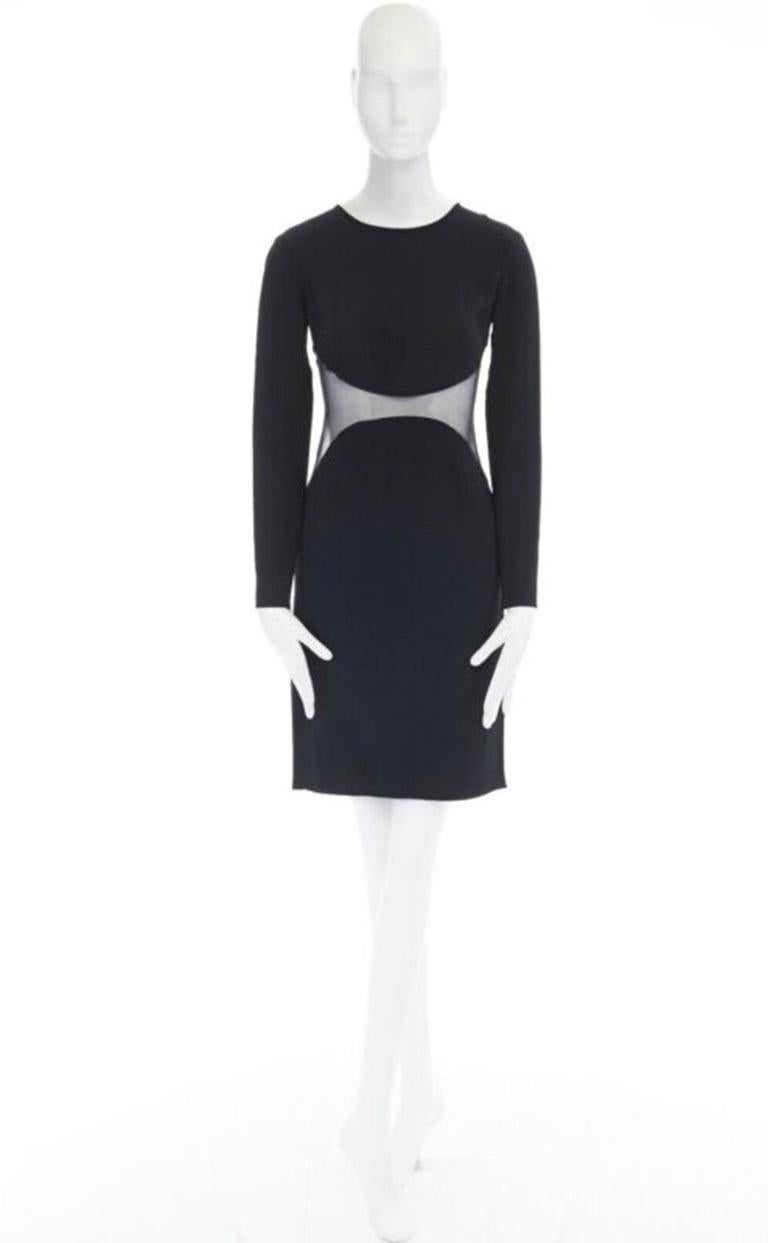 STELLA MCCARTNEY black sheer waist illusion cocktail dress IT36 XS For Sale 5