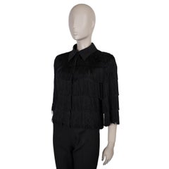 STELLA MCCARTNEY black silk 2017 TATIANA FRINGE Blouse Shirt 40 S