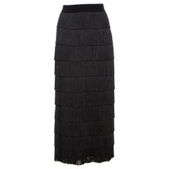 Stella McCartney Black Silk Annika Tiered Fringed Skirt M