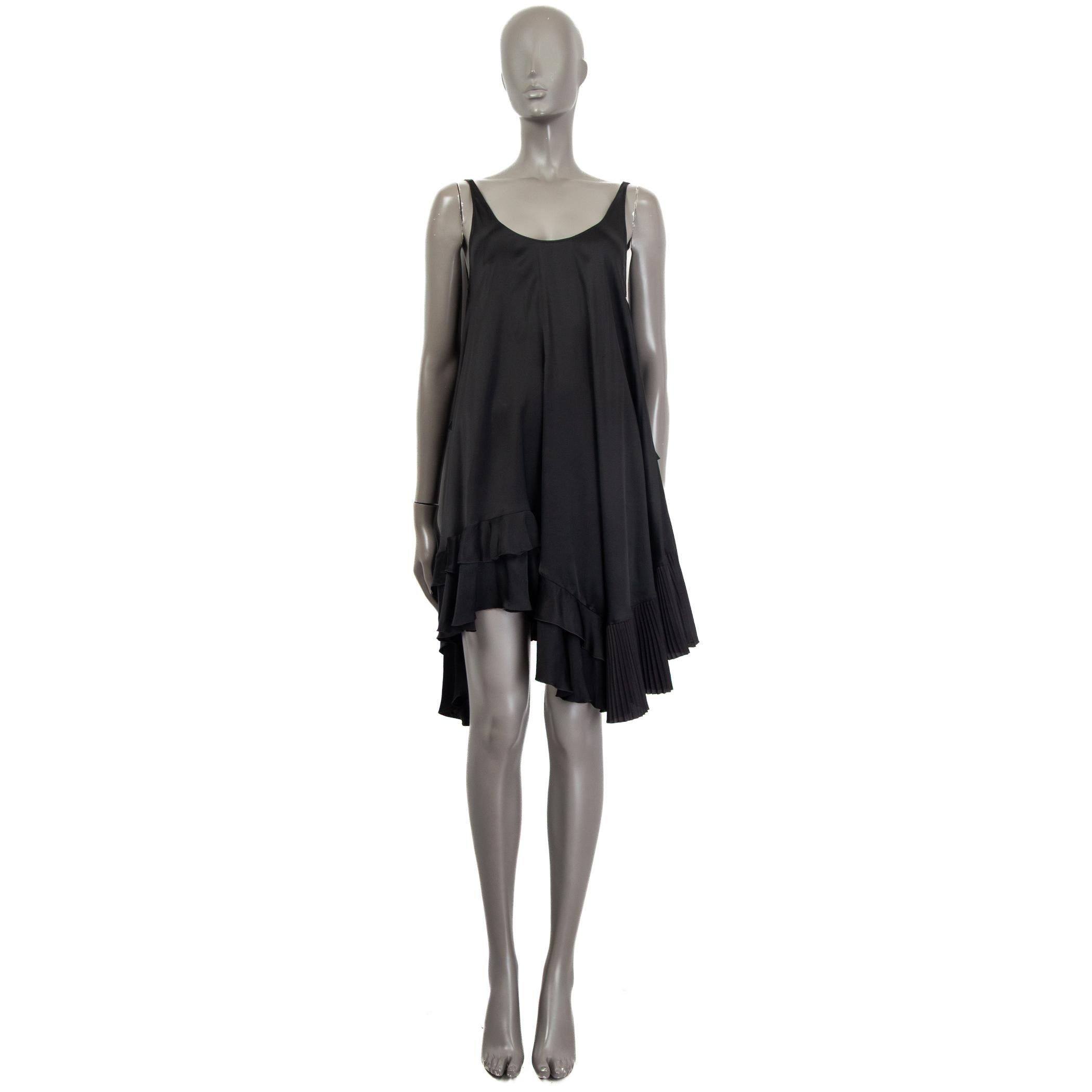100% authentic Stella McCartney sleeveless mini dress in black rayon (79%) and silk (21%). Features an asymmetrical silhouette, loose fit and accordion pleated hem. Unlined. Shows some faint stains overall in excellent condition.

Measurements
Tag