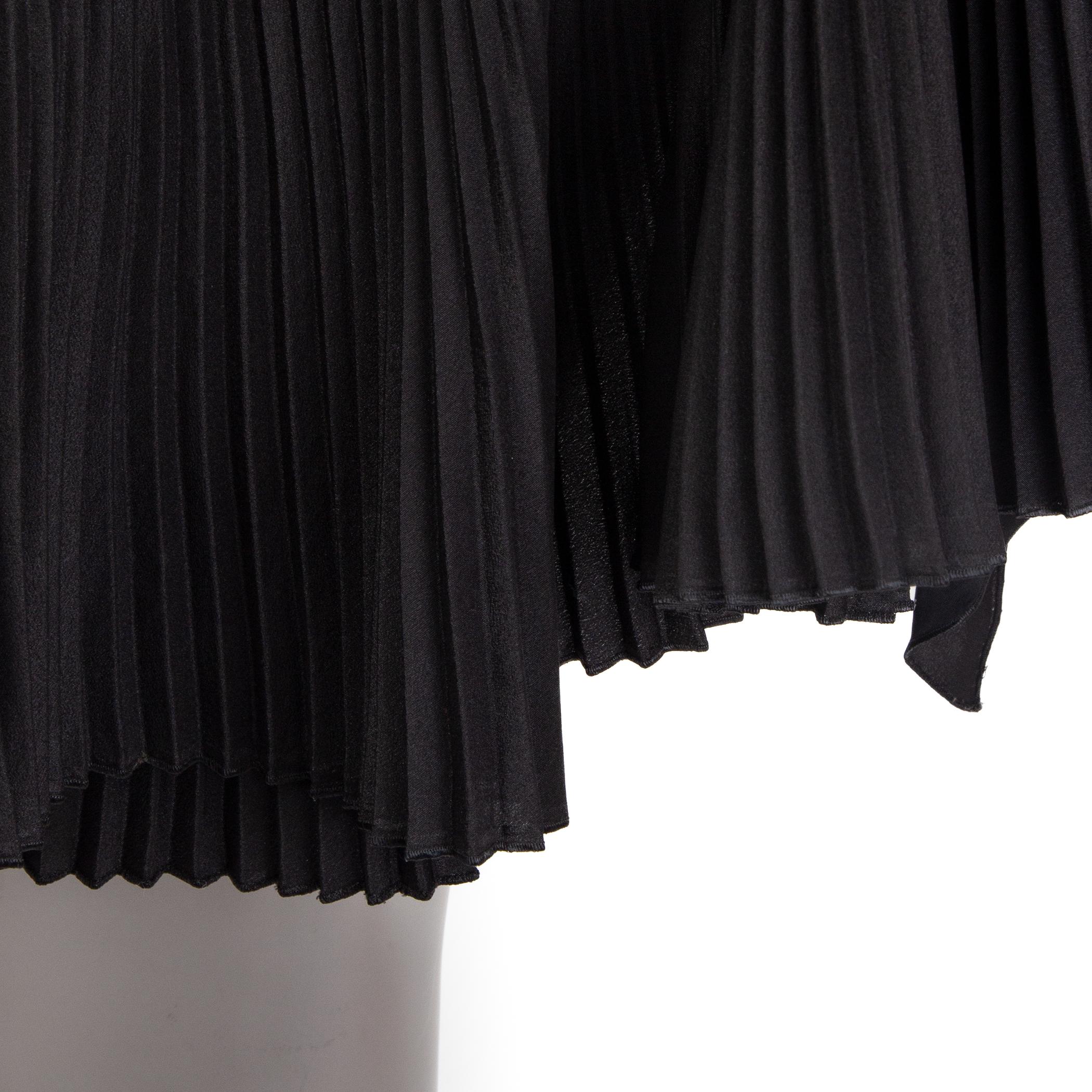 STELLA MCCARTNEY black silk blend ASYMMETRIC PLEATED HEM Sleeve MINI Dress 38 XS For Sale 1