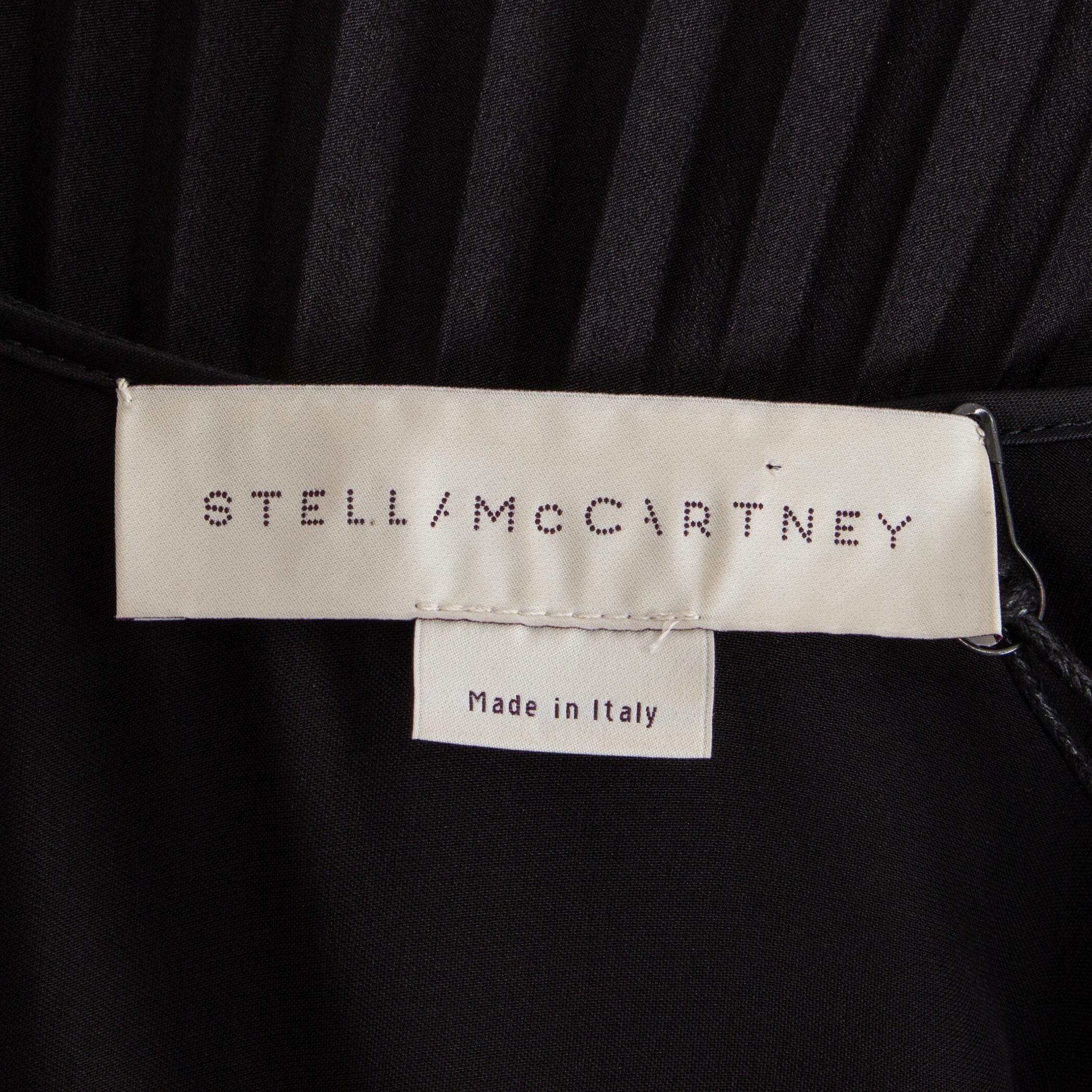 STELLA MCCARTNEY black silk blend ASYMMETRIC PLEATED HEM Sleeve MINI Dress 38 XS For Sale 2