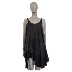 STELLA MCCARTNEY black silk blend ASYMMETRIC PLEATED HEM Sleeve MINI Dress 38 XS