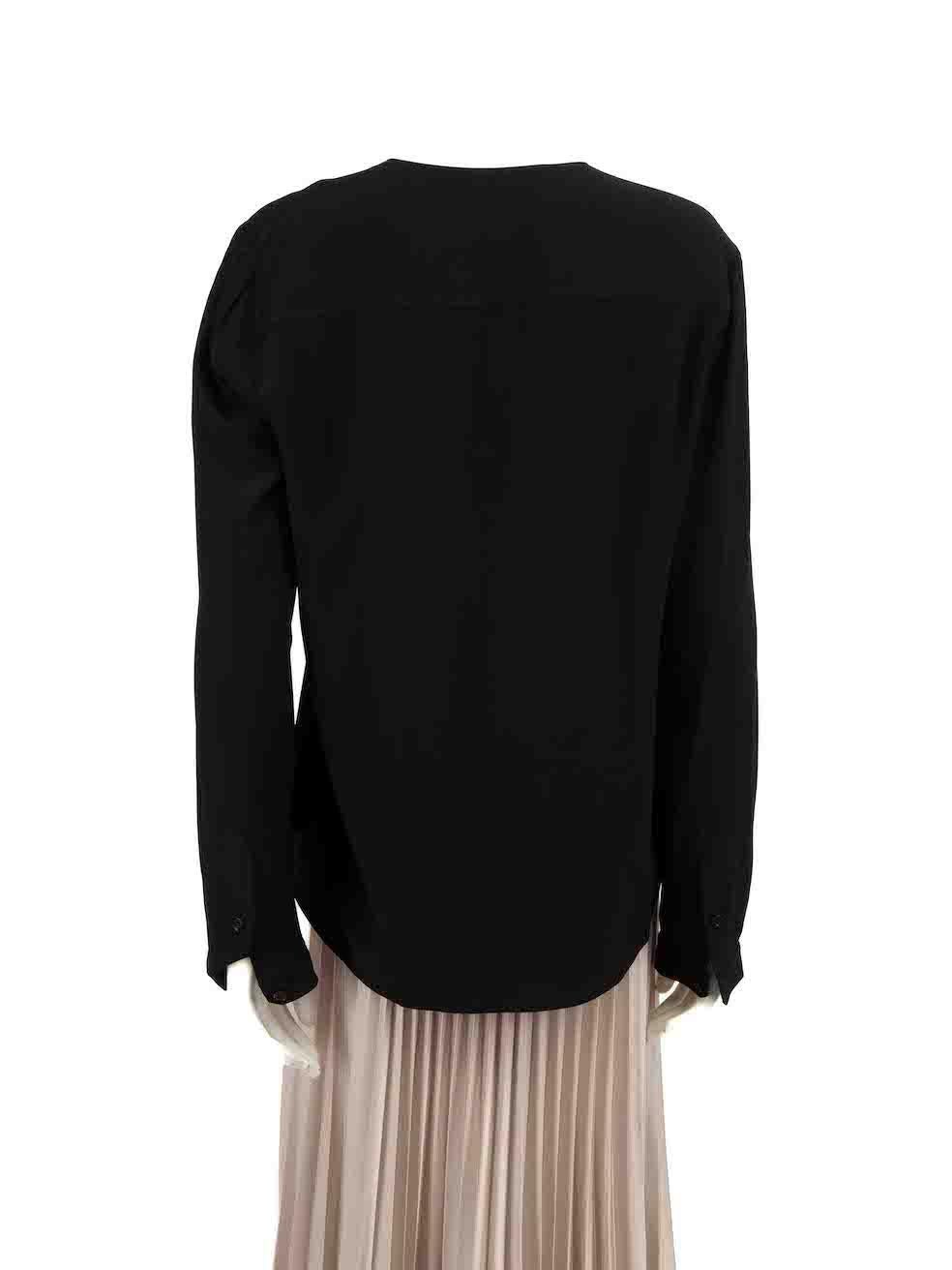Stella McCartney Black Silk Contrast Collar Blouse Size XL In Good Condition For Sale In London, GB