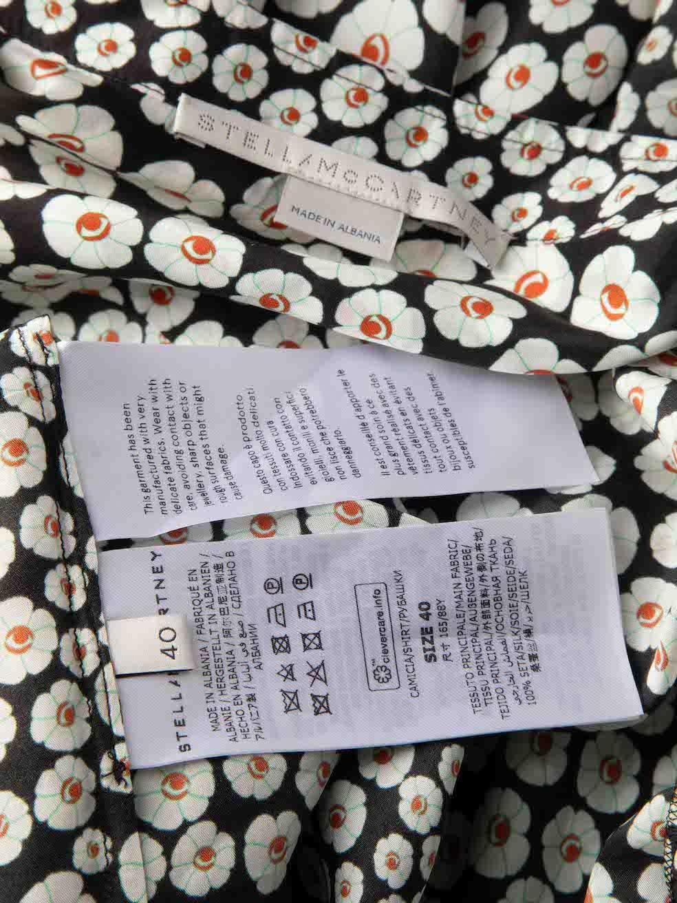 Women's Stella McCartney Black Silk Floral Print Blouse Size S For Sale
