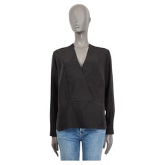 STELLA MCCARTNEY black silk OVERLAP V-NECK Blouse Shirt 38 XS