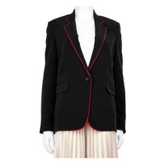 Stella McCartney Black Silk Oversized Red Trim Blazer Size XXXS