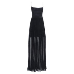 Stella McCartney Black Silk Pleated Sheer Corset Gown M