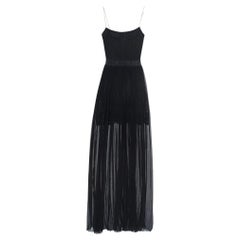 Stella McCartney Black Silk Pleated Sheer Corset Gown M