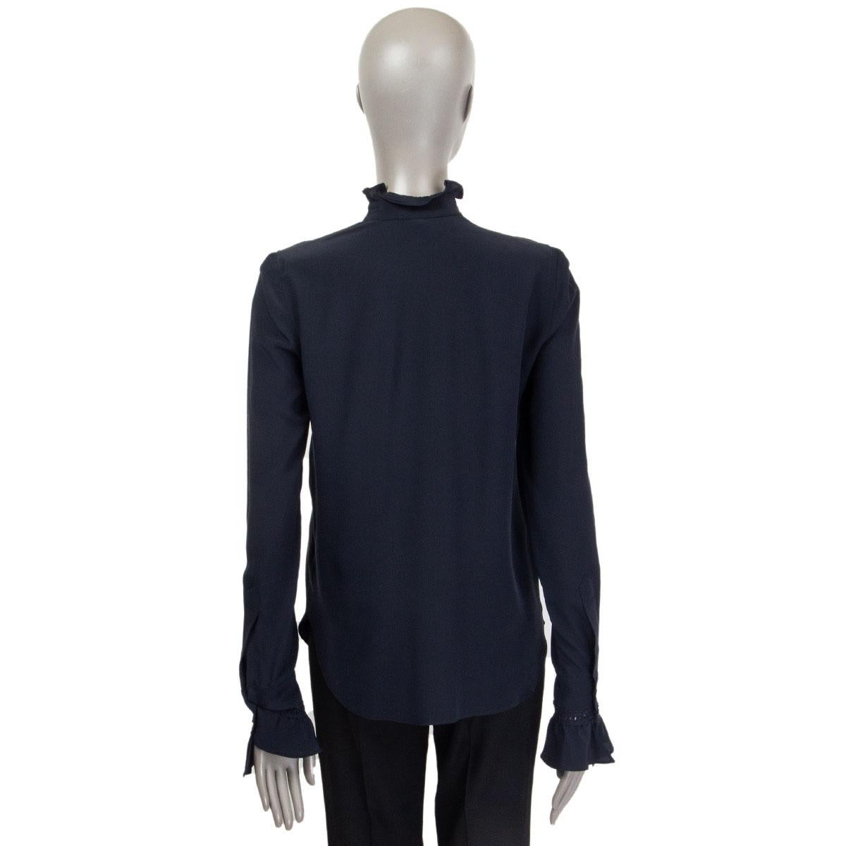 Black STELLA MCCARTNEY black silk RUFFLED Button Up Shirt 38 XS Blouse