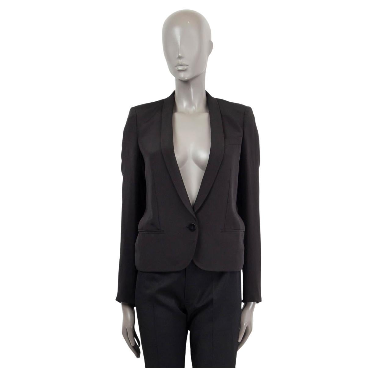 STELLA MCCARTNEY black silk SOFT CROPPED Blazer Jacket 38 XS For Sale