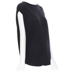 STELLA MCCARTNEY black sleeveless rounded cut draped cotton top IT36 XS