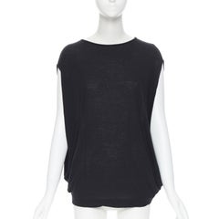 STELLA MCCARTNEY black sleeveless rounded cut draped cotton top IT36 XXS