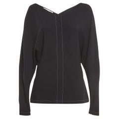 Stella McCartney Top à col V en crêpe extensible noir M.