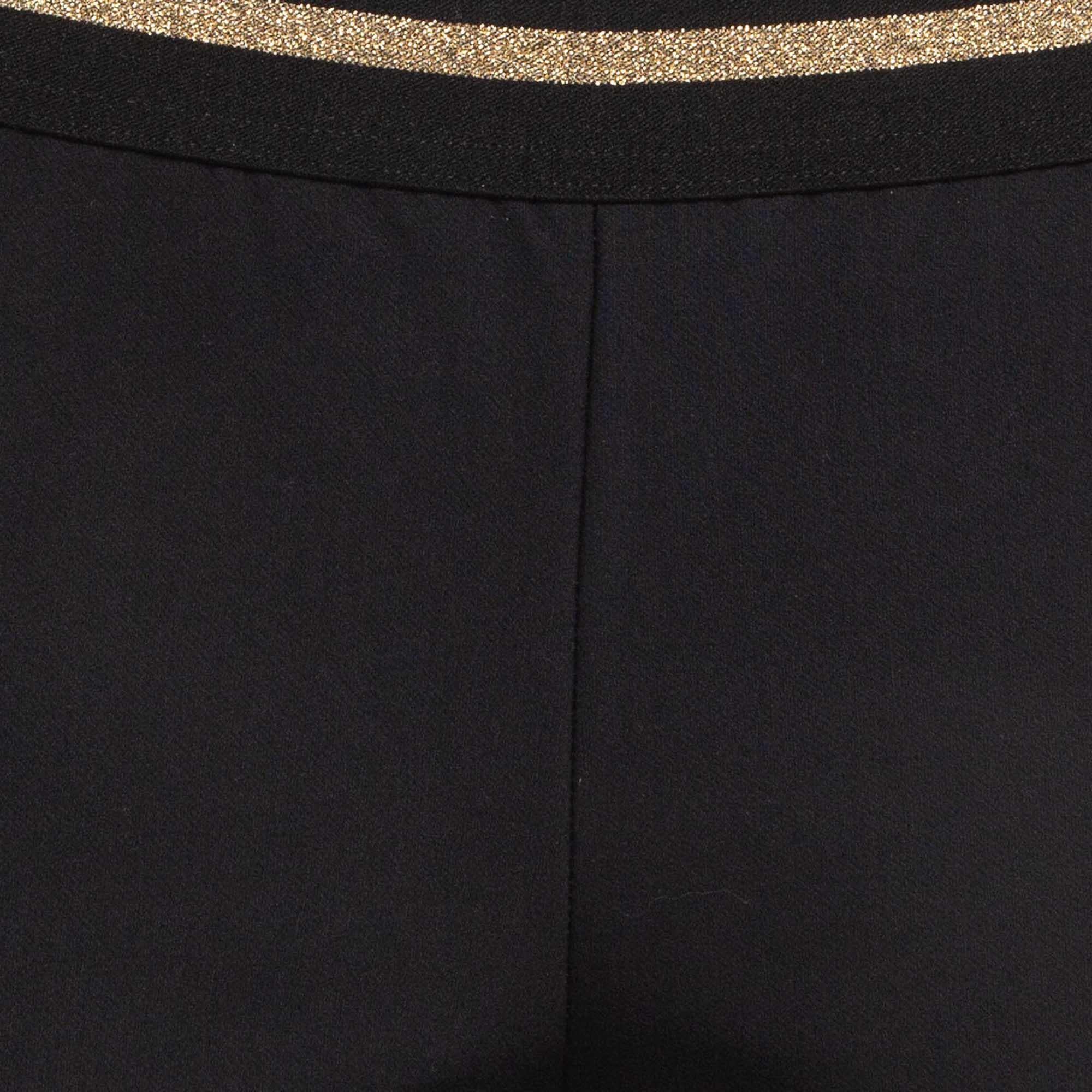 Noir Stella McCartney Pantalon skinny en tricot extensible noir avec détail à la taille M. en vente