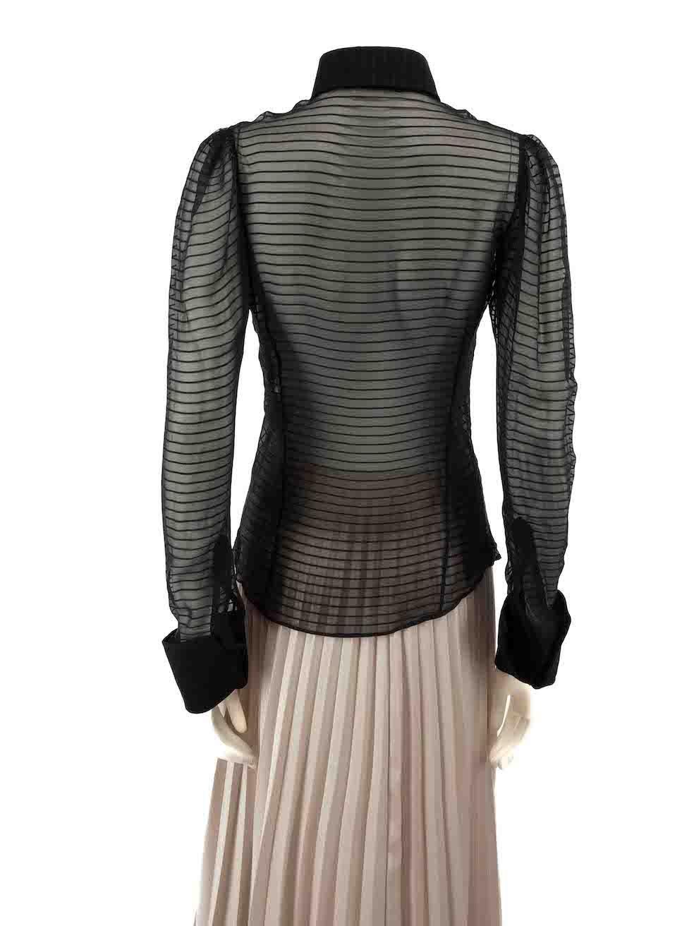 Stella McCartney Black Striped Sheer Blouse Size M In Good Condition For Sale In London, GB
