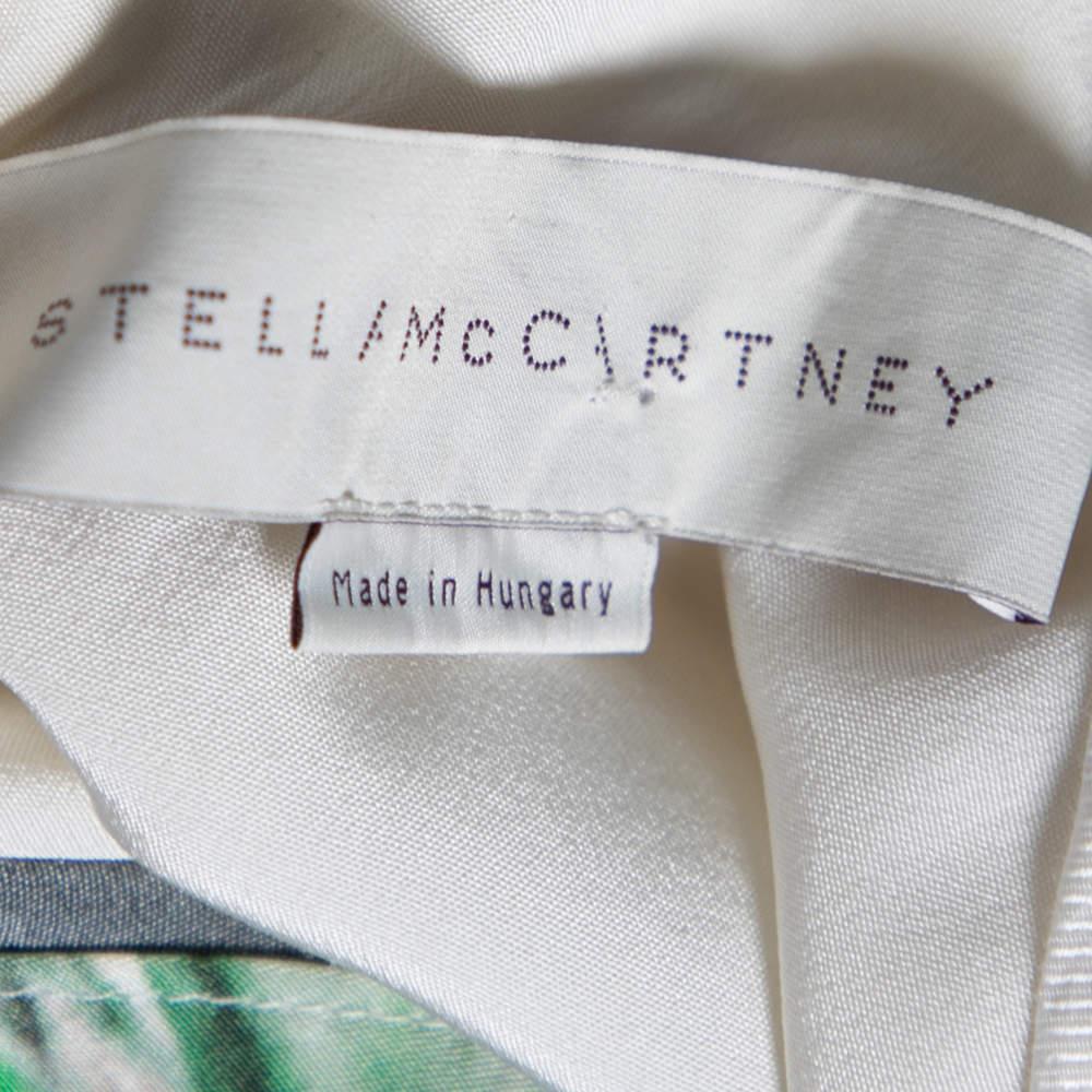 Stella McCartney Black Tie-Dye Printed Silk Asymmetrical Draped Blouse M 1