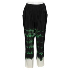 Stella McCartney Black Tie-Dye Printed Silk Pants M