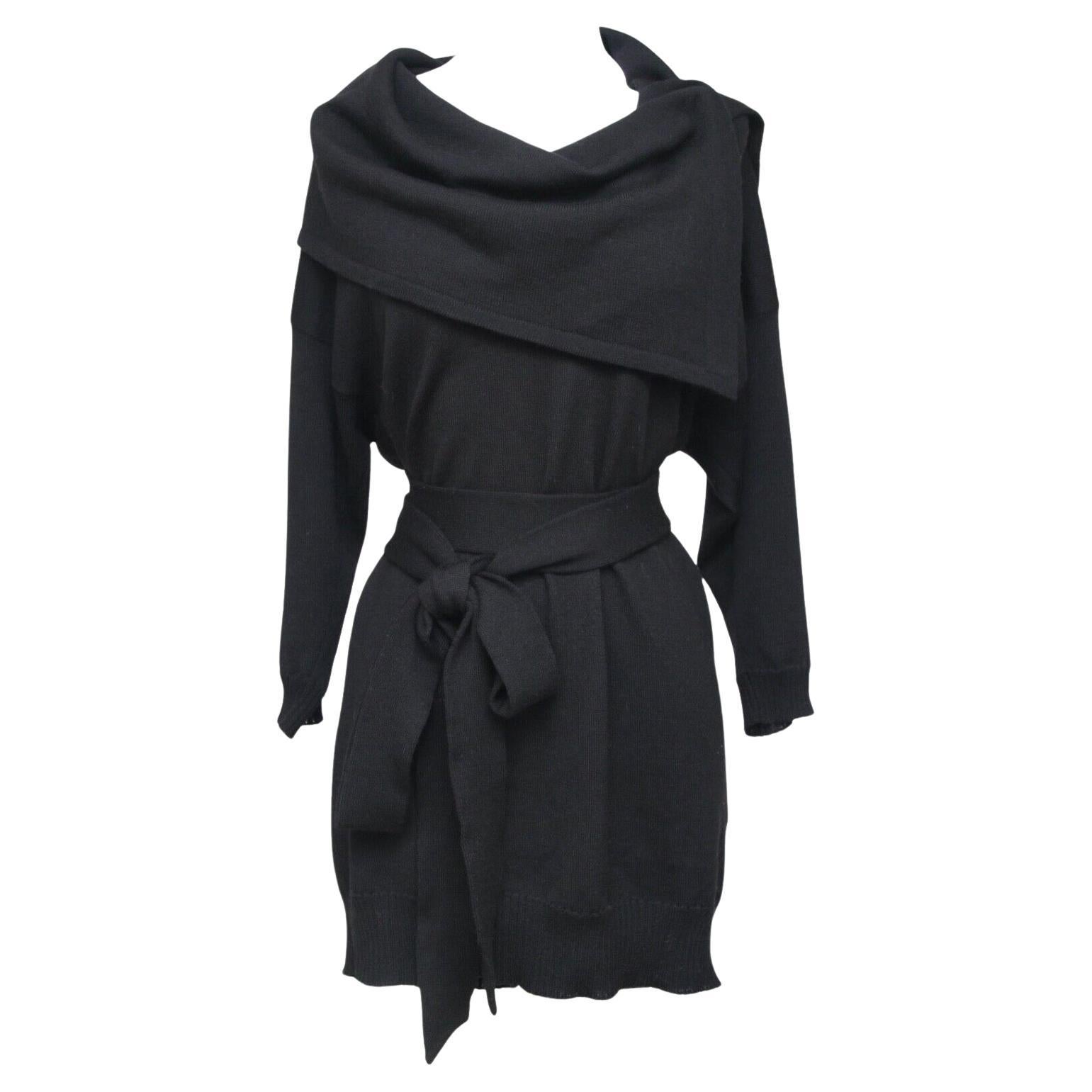 STELLA MCCARTNEY Black Tunic Knit Sweater Wool Short Sleeve Snaps Sz 38 For Sale