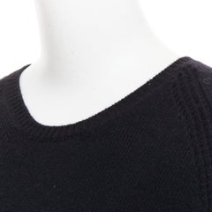 STELLA MCCARTNEY black virgin wool cashmere raglan sweater IT34 XXS