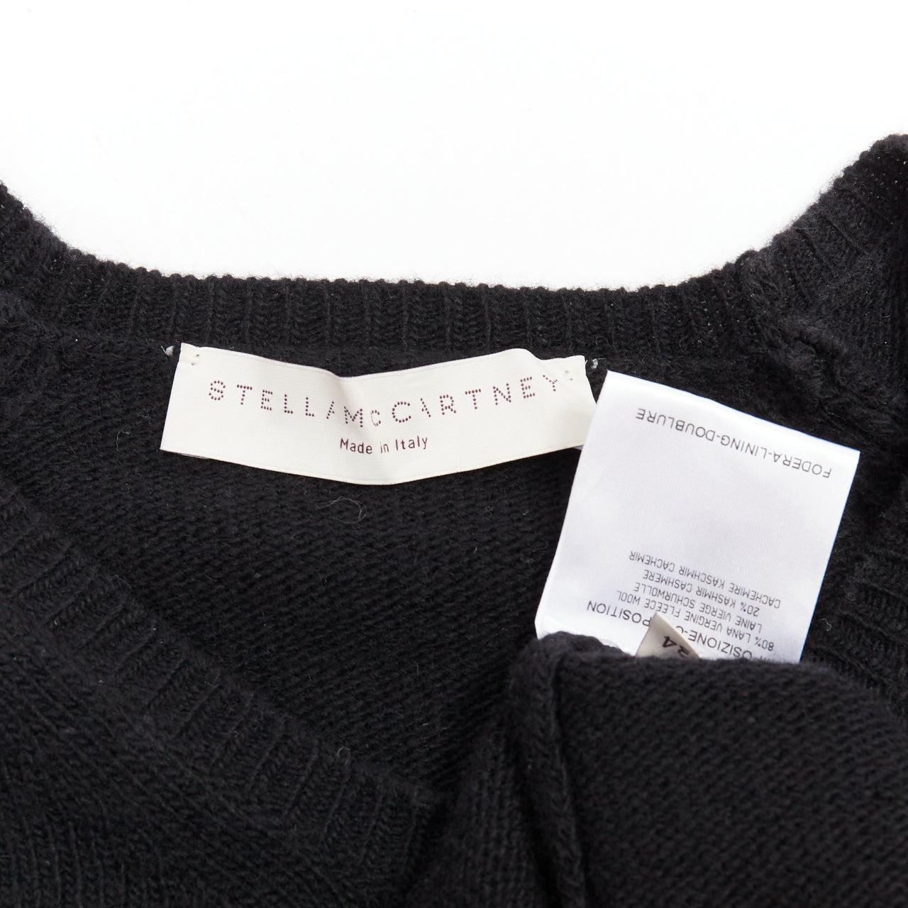 STELLA MCCARTNEY schwarzer Raglan-Pullover aus Schurwolle und Kaschmir IT34 XXS im Angebot 3