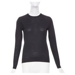 STELLA MCCARTNEY black virgin wool silk long sleeve crew neck sweater IT 34 XXS