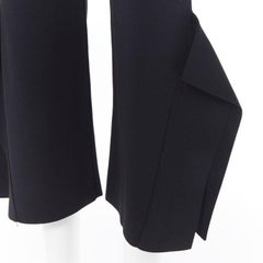 STELLA MCCARTNEY black viscose blend panel flared hem stretch cropped pants FR34