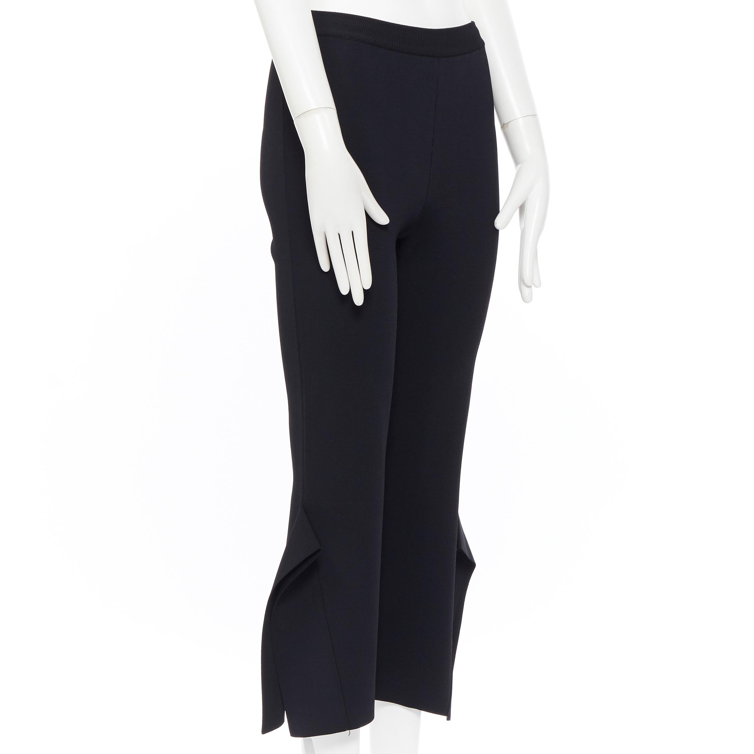 STELLA MCCARTNEY black viscose blend panel flared hem stretch cropped pants FR34 In Excellent Condition For Sale In Hong Kong, NT