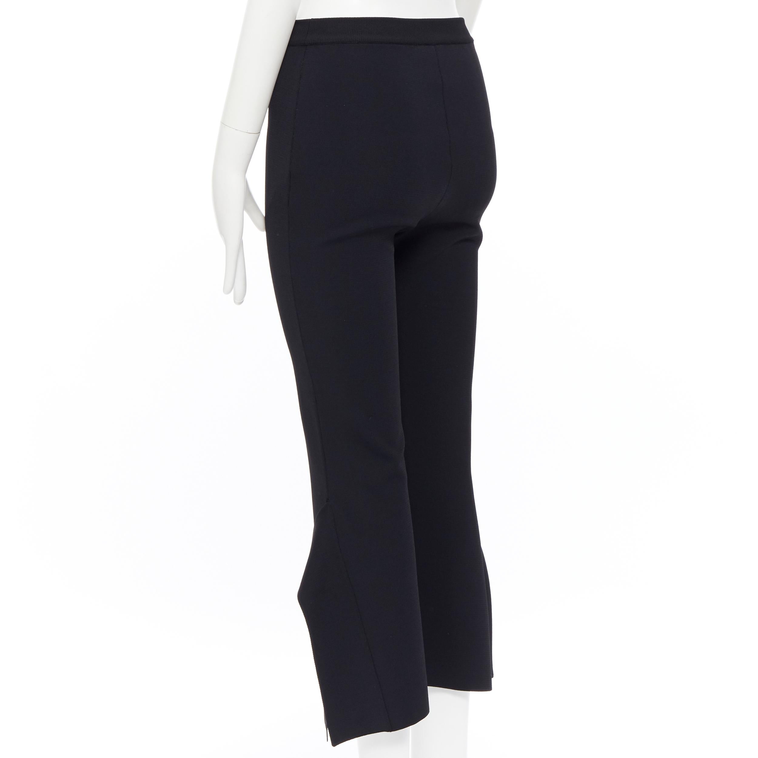 STELLA MCCARTNEY black viscose blend panel flared hem stretch cropped pants FR34 For Sale 3