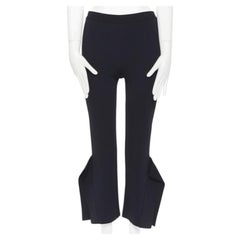 STELLA MCCARTNEY black viscose blend panel flared hem stretch cropped pants FR34