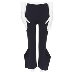STELLA MCCARTNEY black viscose blend panel flared hem stretch cropped pants FR34