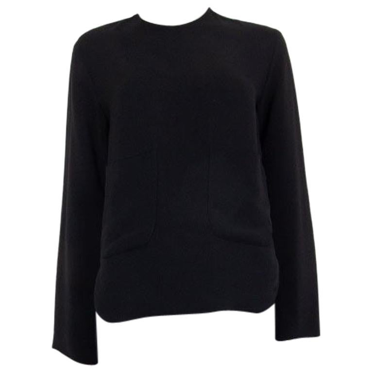 STELLA MCCARTNEY black viscose Long Sleeve POCKET Blouse Shirt 38 XS For Sale