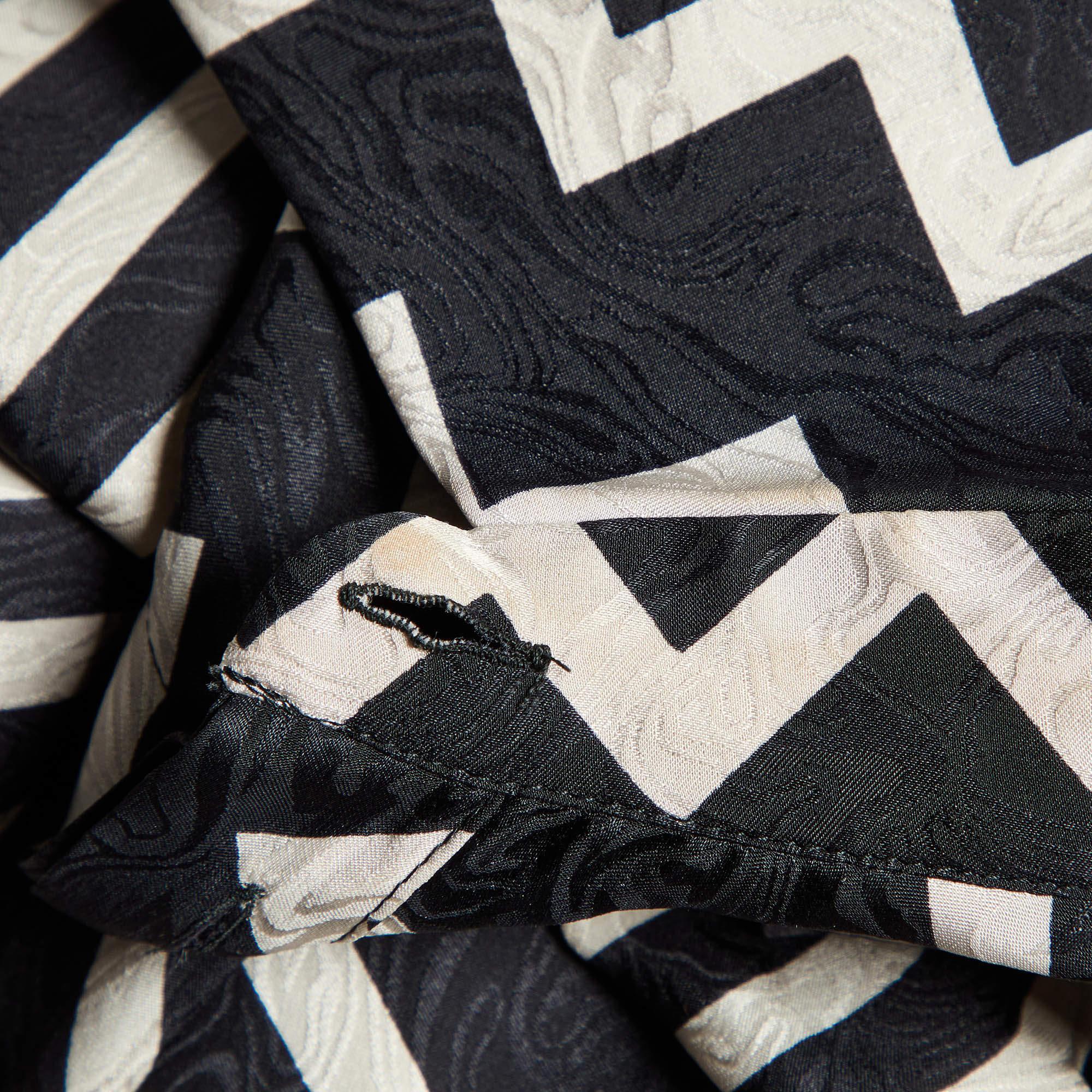 Donna Stella McCartney Black/White Chevron & Stripes Print Jacquard Silk Shirt S. S. White in vendita